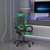 vidaXL Silla gaming giratoria cuero sintético negro y verde