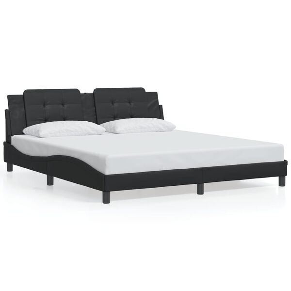 vidaXL Estructura de cama sin colch&oacute;n Zadar cuero sint&eacute;tico negro 180x200 cm