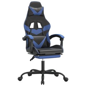 vidaXL Silla gaming con reposapi&eacute;s cuero sint&eacute;tico negro azul