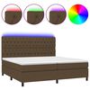 vidaXL Cama box spring colch&oacute;n luces LED tela marr&oacute;n oscuro 200x200 cm