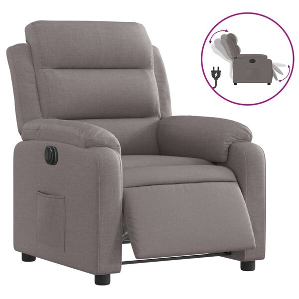 vidaXL Sillón reclinable eléctrico tela gris taupé