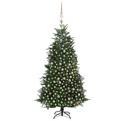 vidaXL Árbol de Navidad artificial con LED y bolas PVC&PE verde 240 cm