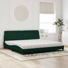 vidaXL Cama con colch&oacute;n terciopelo verde oscuro 200x200 cm