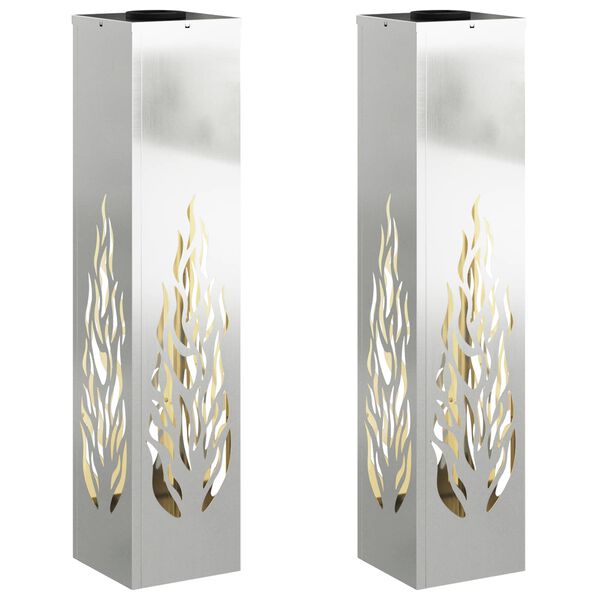 vidaXL Luz de camino LED solar 2 pcs Plateado Acero galvanizado