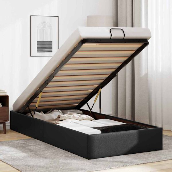 vidaXL Estructura de cama otomana sin colchón negra 80x200 cm