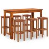 vidaXL Mesa y taburetes altos de jard&iacute;n 7 pzas madera maciza acacia
