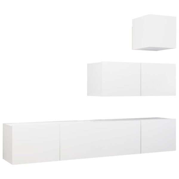 vidaXL Set de muebles de sal&oacute;n TV 4 piezas madera de ingenier&iacute;a blanco