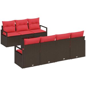 vidaXL Juego de Sof&aacute; 8 uds. 7-N&uacute;mero de plazas Marr&oacute;n y Rojo