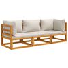 vidaXL Set muebles de jard&iacute;n 3 pzas madera maciza y cojines gris claro