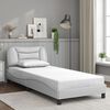 vidaXL Estructura de cama sin colchón Hvar cuero sintético blanco 90x200 cm