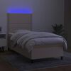vidaXL Cama box spring colch&oacute;n y luces LED tela color crema 90x190 cm