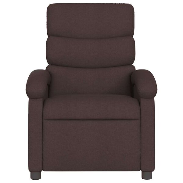 vidaXL Sill&oacute;n de masaje reclinable de tela marr&oacute;n oscuro