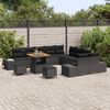 vidaXL Conjunto de sof&aacute;s de jard&iacute;n con coj&iacute;n 13 pcs Negro Polirat&aacute;n