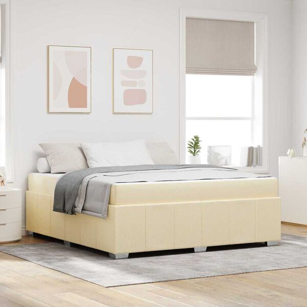 vidaXL Estructura de cama con colch&oacute;n Crema 180 x 200 cm tela
