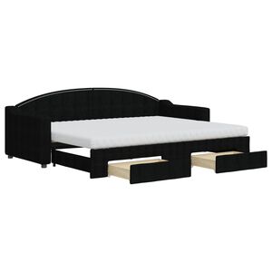 vidaXL Sof&aacute; cama nido con cajones tela negro 80x200 cm