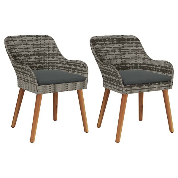 vidaXL Silla de Jardín 2 pcs Gris 55 x 62.5 x 82cm ratán sintético