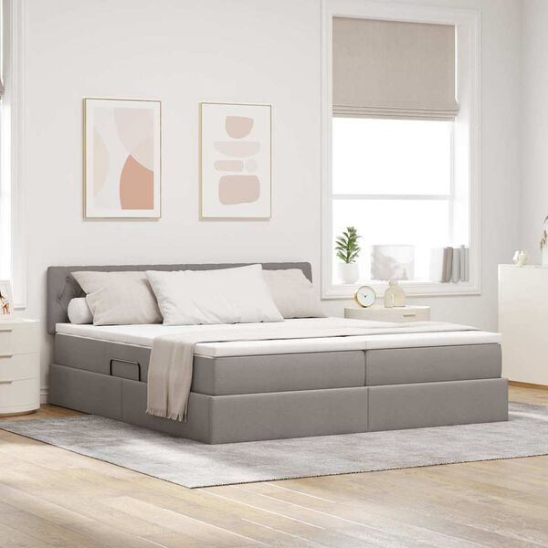 vidaXL Cama con almacenamiento Taup&eacute; 180 x 200 cm Cuero sint&eacute;tico