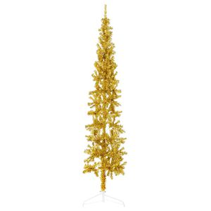 vidaXL Medio &aacute;rbol de Navidad artificial con soporte dorado 210 cm