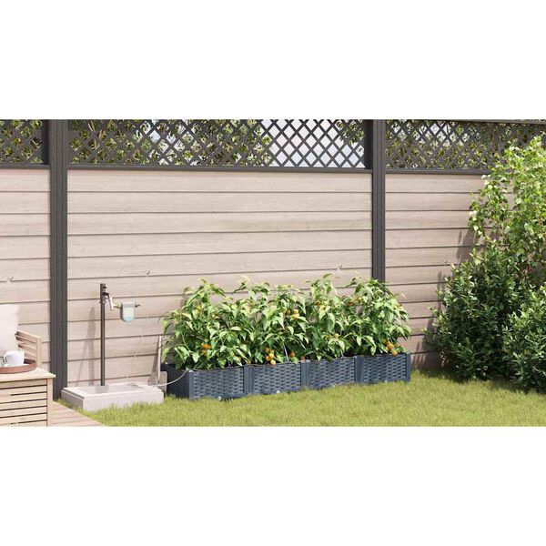vidaXL Macetero de Jard&iacute;n 4 pcs Gris Claro Acero