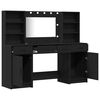 vidaXL Conjunto de mesa de vestidor con LED 3 pcs Roble Negro