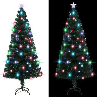 vidaXL Árbol de Navidad artificial con soporte/LED 180 cm fibra óptica
