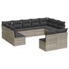 vidaXL Set de sof&aacute;s de jard&iacute;n 11 pzas y cojines rat&aacute;n sint&eacute;tico gris