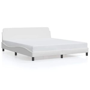 vidaXL Estructura de cama Dover cuero sint&eacute;tico blanco 183x213 cm
