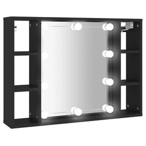 vidaXL Mueble con espejo y LED negro 76x15x55 cm