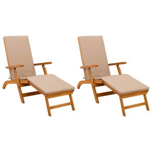 vidaXL Recliner y tumbona plegable 2 uds. Madera de Acacia S&oacute;lida