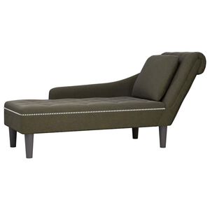 vidaXL Tumbona almohada reposabrazo derecho cuero verde militar