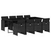 vidaXL Set de comedor de jard&iacute;n 9 pzas y cojines rat&aacute;n sint&eacute;tico negro