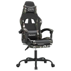 vidaXL Silla gaming con reposapi&eacute;s cuero sint&eacute;tico negro camuflaje