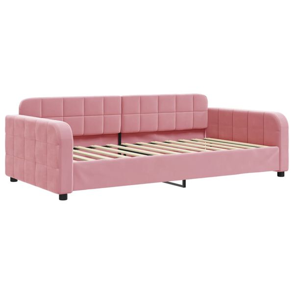 vidaXL Sof&aacute; cama nido con cajones terciopelo rosa 100x200 cm