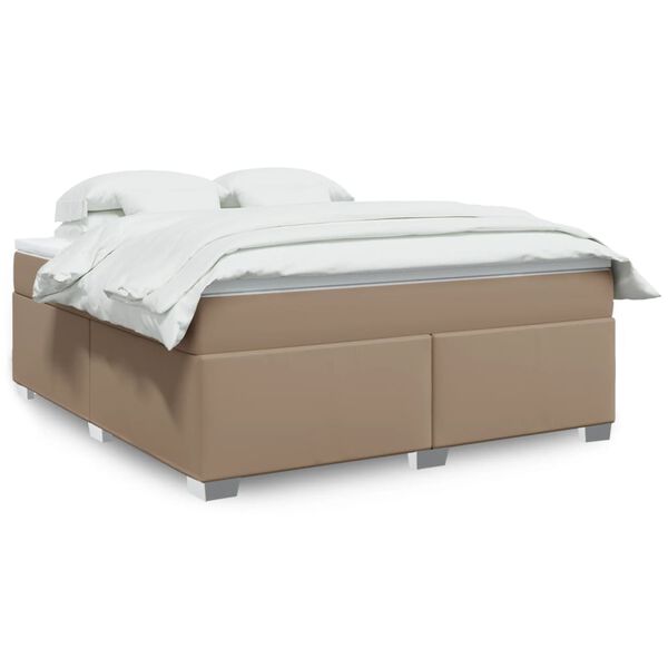 vidaXL Cama box spring con colch&oacute;n cuero sint&eacute;tico capuchino 180x200cm
