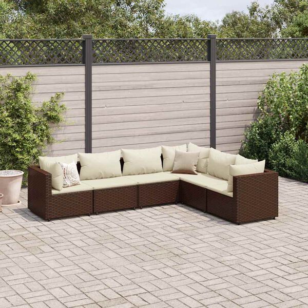 vidaXL Set muebles de jardín 6 piezas y cojines ratán sintético marrón
