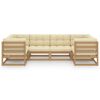 vidaXL Set de muebles de jard&iacute;n 6 pzs cojines madera pino marr&oacute;n miel
