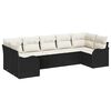 vidaXL Conjunto de sof&aacute; de jard&iacute;n 7 uds. Negro y blanco Polirat&aacute;n