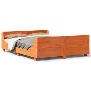vidaXL Estructura de cama sin colch&oacute;n madera maciza marr&oacute;n 120x190 cm