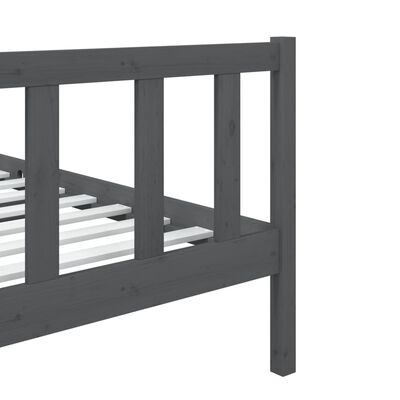 vidaXL Estructura de cama madera maciza gris individual 75x190 cm
