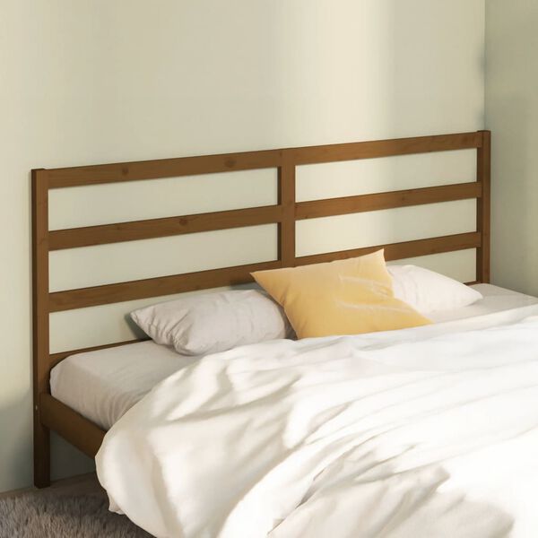 vidaXL Cabecero de cama madera maciza de pino marr&oacute;n miel 206x4x100 cm