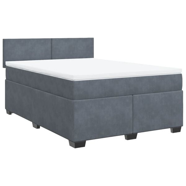 vidaXL Cama box spring con colch&oacute;n terciopelo gris oscuro 160x200 cm