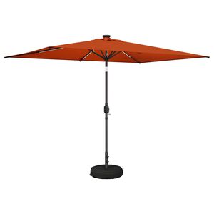 vidaXL Parasol de jard&iacute;n con luces LED y base 200 x 300 cm Poli&eacute;ster