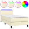 vidaXL Cama box spring y colch&oacute;n LED cuero sint&eacute;tico crema 80x200 cm