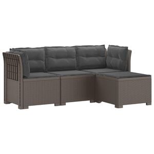 vidaXL Sof&aacute; de Jard&iacute;n para 4 Personas con Cojines y Dise&ntilde;o de Rattan