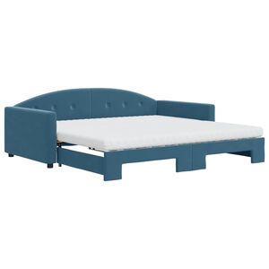 vidaXL Sof&aacute; cama nido con colch&oacute;n terciopelo azul 100x200 cm