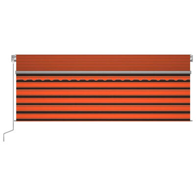 vidaXL Toldo automático persiana LED sensor viento naranja marrón 4x3m