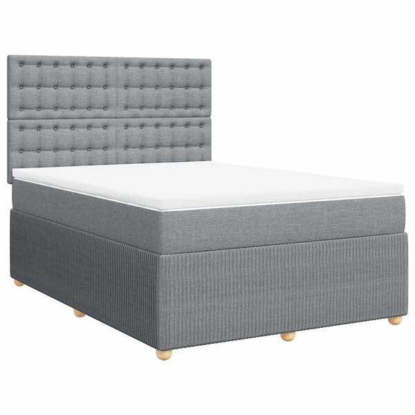vidaXL Cama box spring con colch&oacute;n tela gris claro 140x200 cm