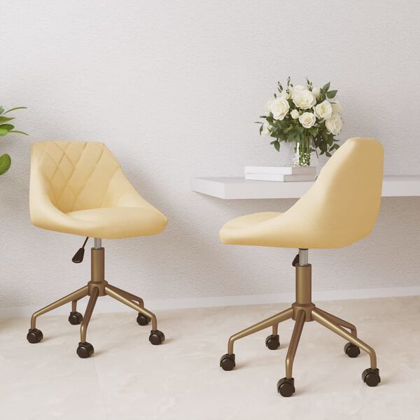 vidaXL Sillas de comedor giratorias 2 uds terciopelo crema