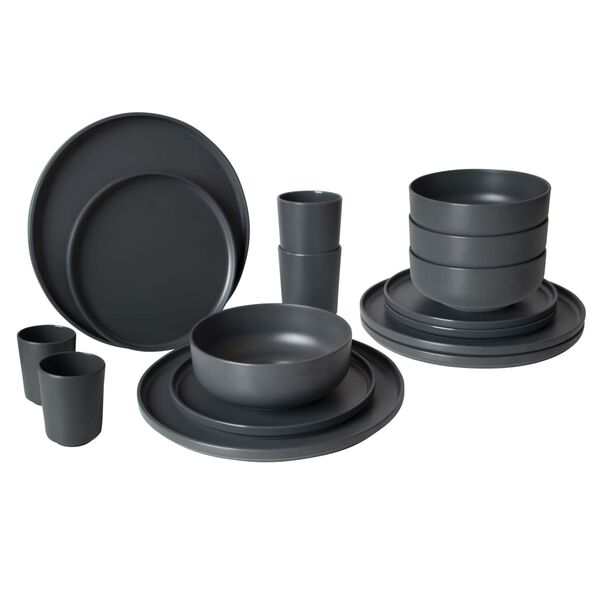 Bo-Camp Juego de vajilla de 16 piezas Patom melamina antracita
