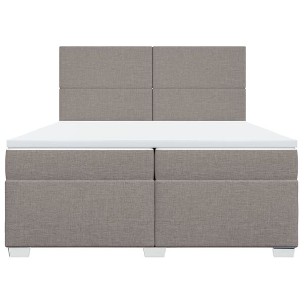 vidaXL Cama box spring con colch&oacute;n tela gris taupe 200x200 cm